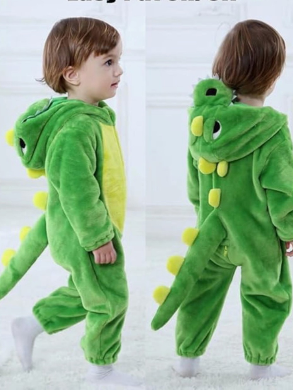 Baby Animal Green Dinosaur Costume Toddler Onesie Plush and Soft, 2-3T
